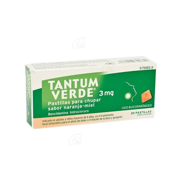TANTUM VERDE 3 MG 20 PASTILLAS SABOR NARANJA-MIEL