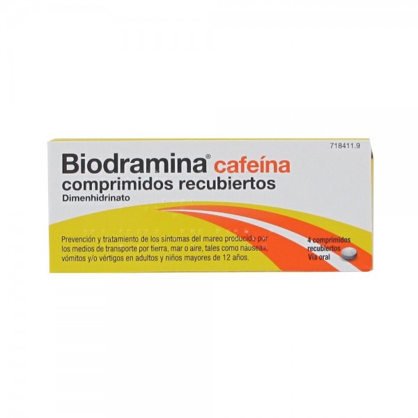 BIODRAMINA CAFEINA  4 COMP RECUBIERTOS