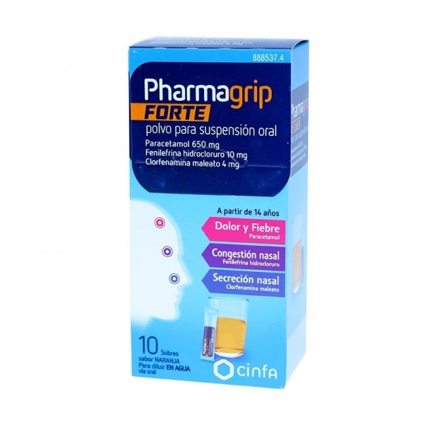 PHARMAGRIP FORTE 650MG 10 SOBRES