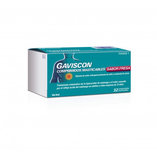 GAVISCON 32 COMP MASTICABLES SABOR FRESA