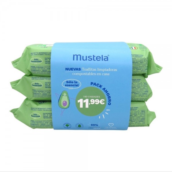 MUSTELA TOALLITAS CON AGUACATE BIO PACK 3X70 UNIDADES