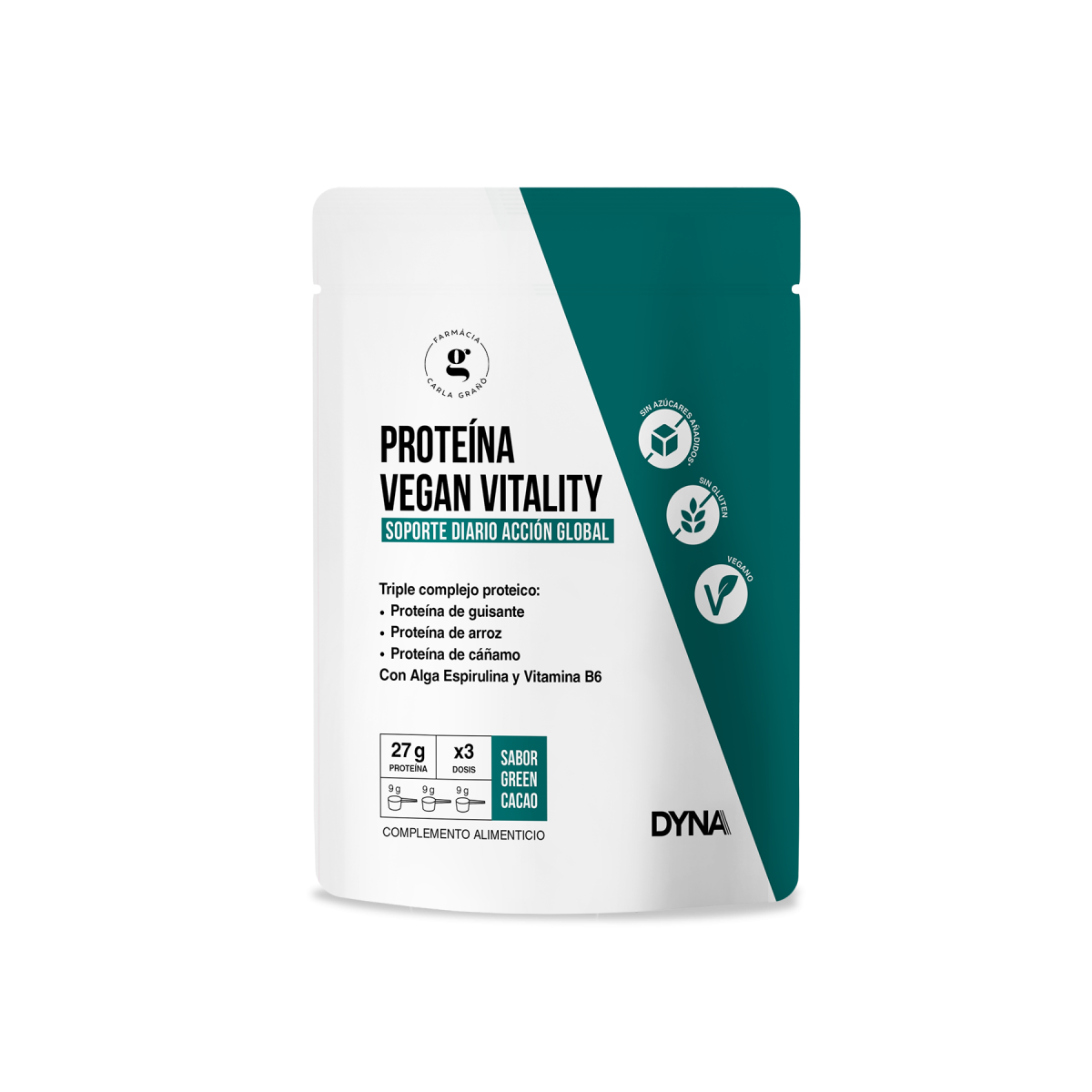 DYNA PROTEÍNA VEGAN VITALITY GREEN CACAO 500G